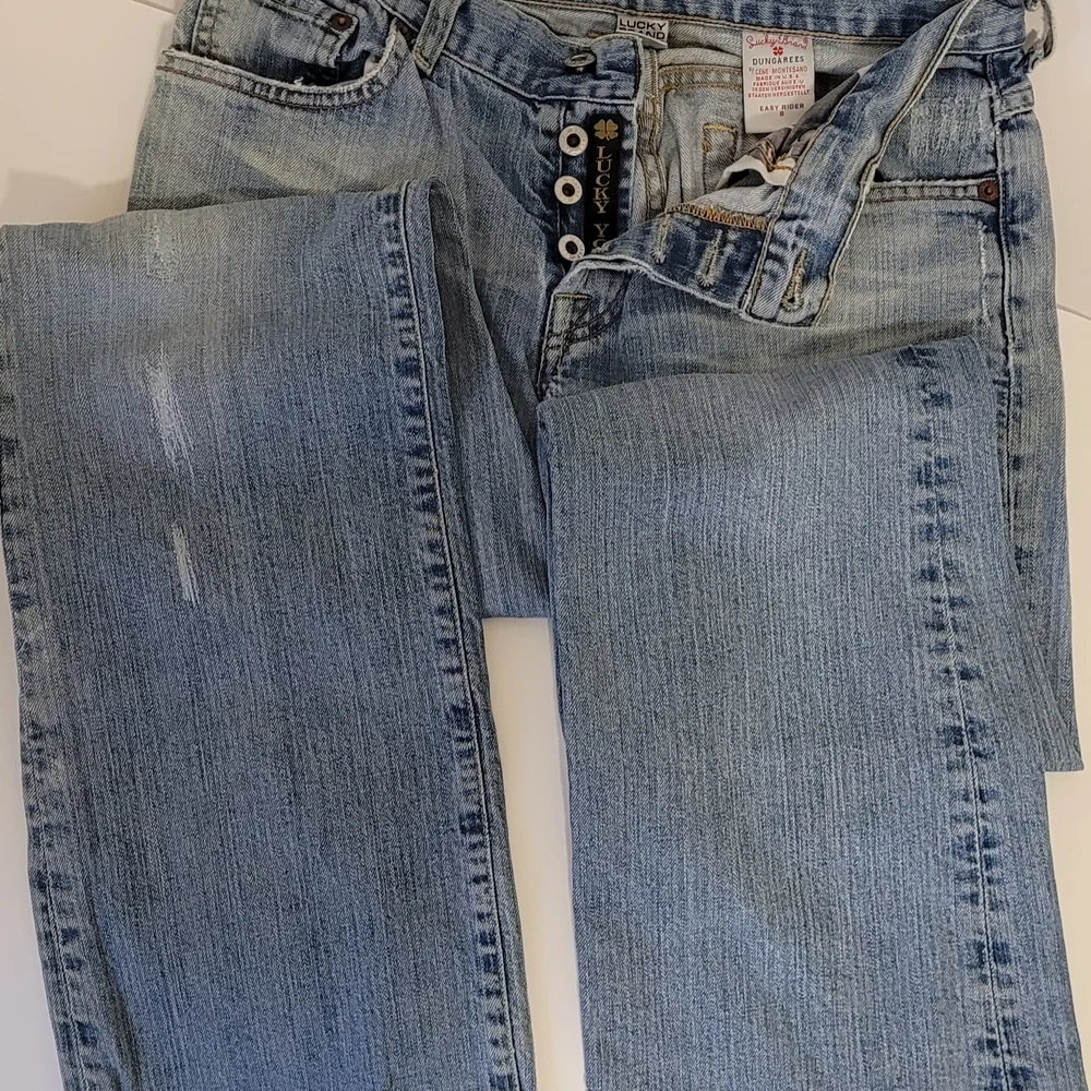 Lucky Brand Blue Straight Leg Jeans with Timeless Style - Picture 3 of 8